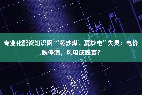 专业化配资知识网 “冬炒煤、夏炒电”失灵：电价跌停潮，风电成独苗？