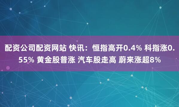 配资公司配资网站 快讯：恒指高开0.4% 科指涨0.55% 黄金股普涨 汽车股走高 蔚来涨超8%